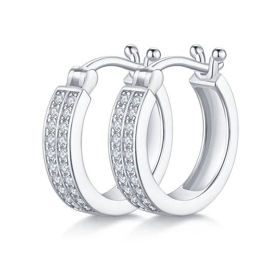 925 Sterling Silver Hoop Double Row Earrings 1