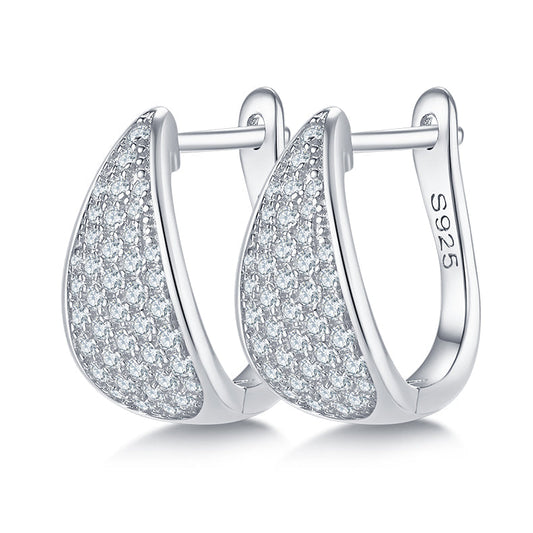 925 Sterling Silver Hoop-Shaped Four-Row  Earrings 1