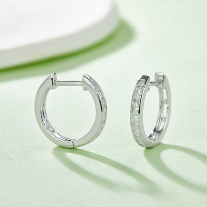 925 Sterling Silver Hoop Single Row Earrings 4