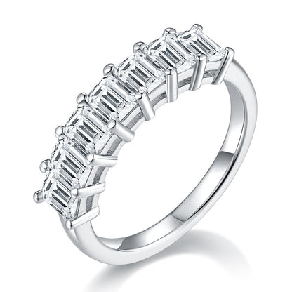 925 Sterling Silver Rectangular Half Eternity Band 2