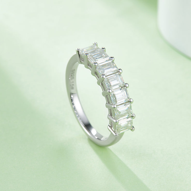 925 Sterling Silver Rectangular Half Eternity Band 4