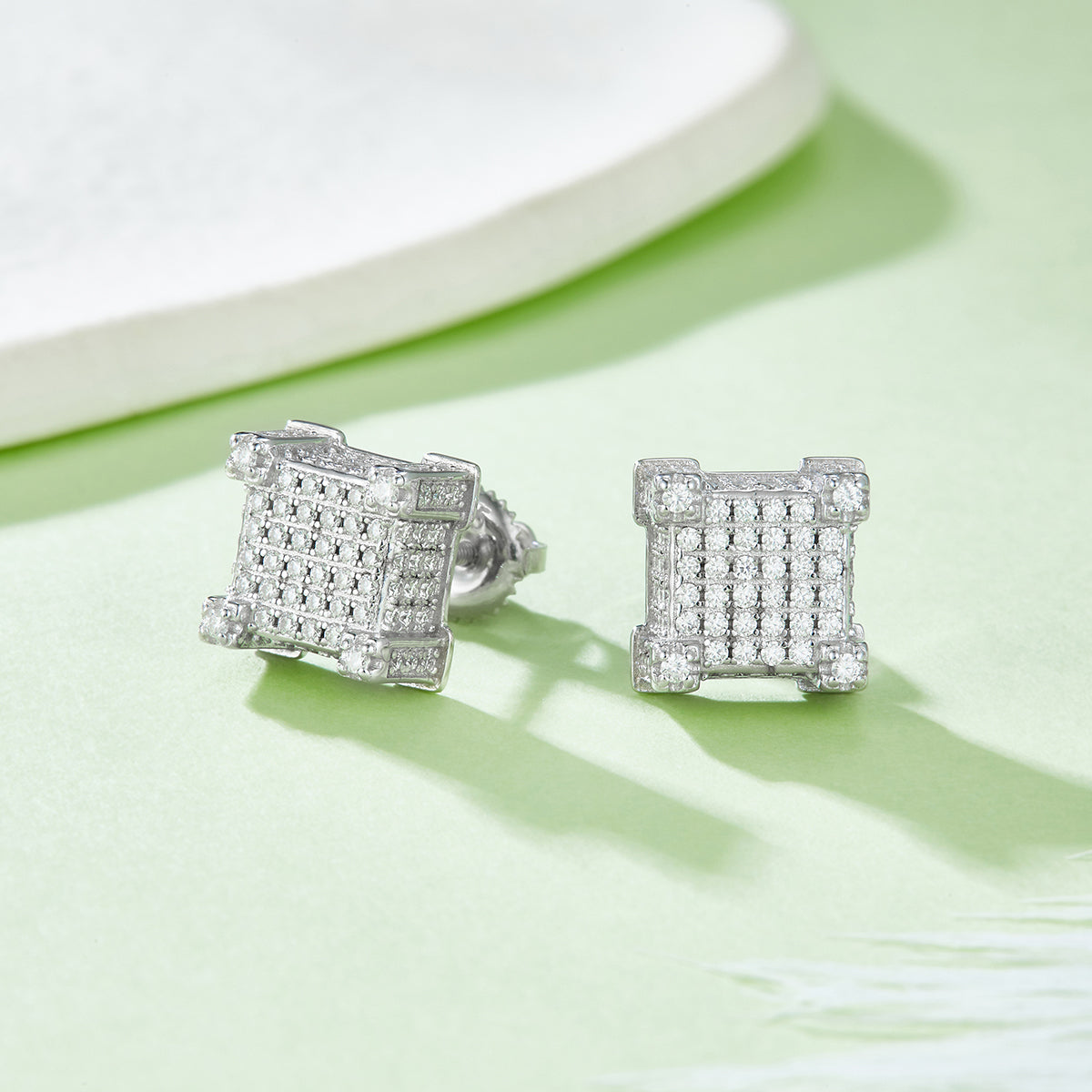 925 Sterling Silver Square Post Threaded StudS Earrings 4