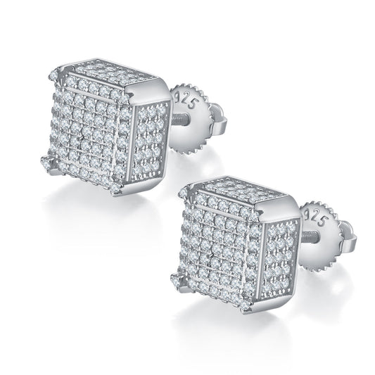 925 Sterling Silver Square Studs Earrings 1