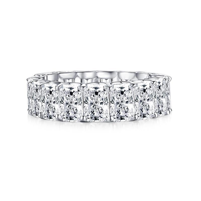 925 Sterling Silver Radiant Cut Full Eternity CZ Wedding Band