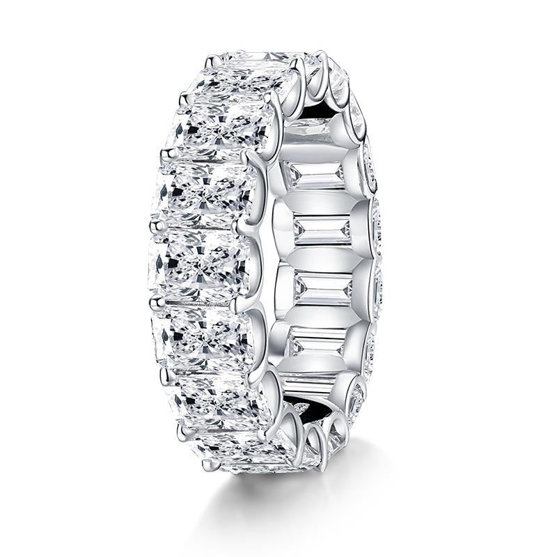 925 Sterling Silver Radiant Cut Full Eternity CZ Wedding Band