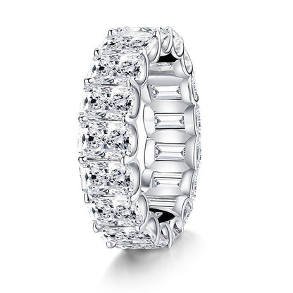 925 Sterling Silver Radiant Cut Full Eternity CZ Wedding Band