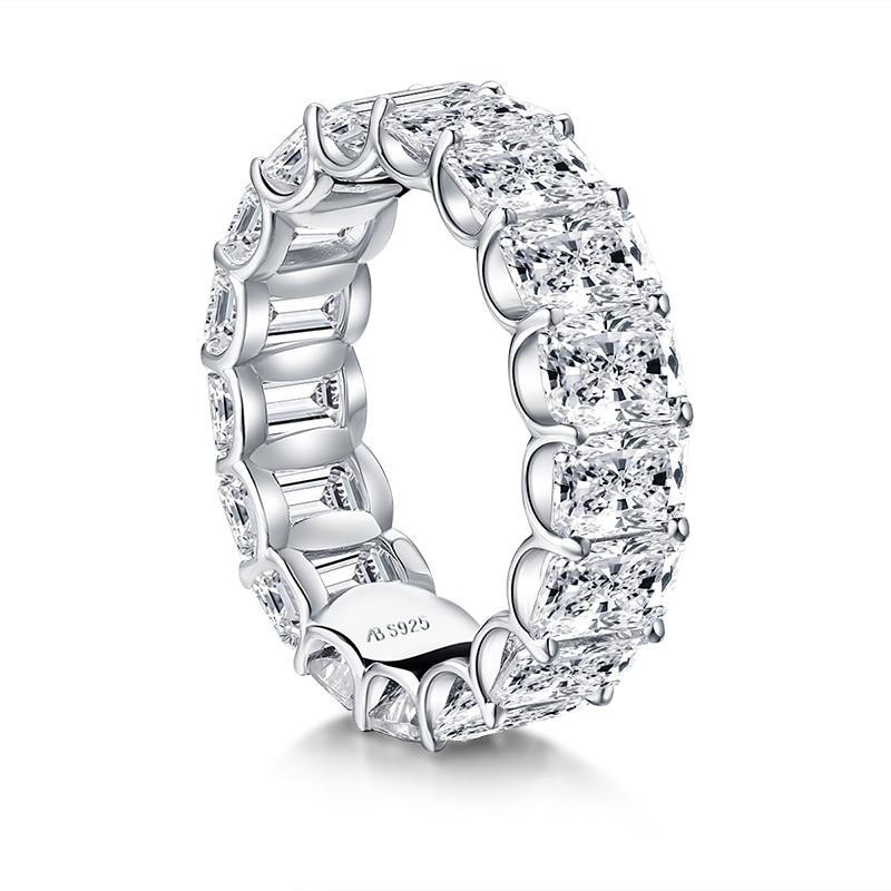 925 Sterling Silver Radiant Cut Full Eternity CZ Wedding Band