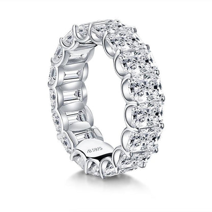 925 Sterling Silver Radiant Cut Full Eternity CZ Wedding Band