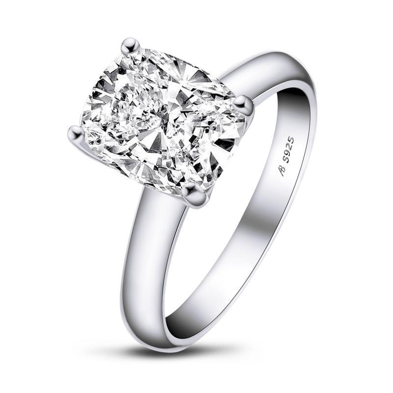 925 Sterling Silver Cushion Cut CZ Solitaire Ring