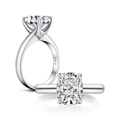 925 Sterling Silver Cushion Cut CZ Solitaire Ring