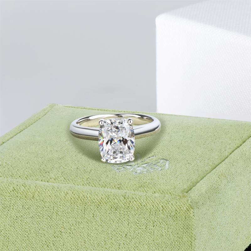 925 Sterling Silver Cushion Cut CZ Solitaire Ring