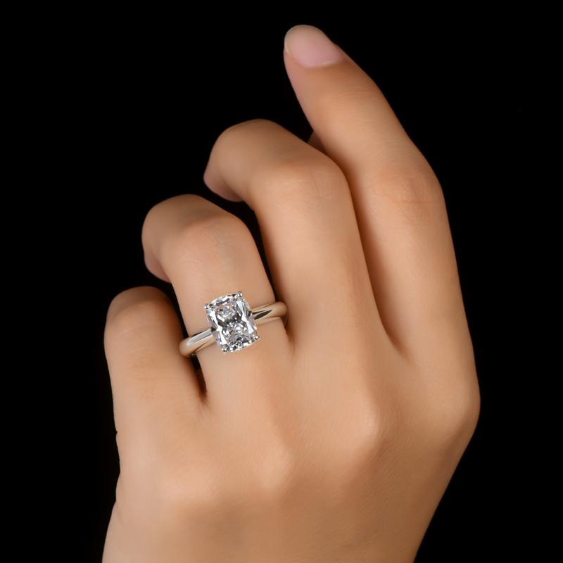 925 Sterling Silver Cushion Cut CZ Solitaire Ring