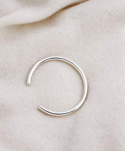 925 Sterling Silver Plain Round Cuff Bracelet, Silver 1