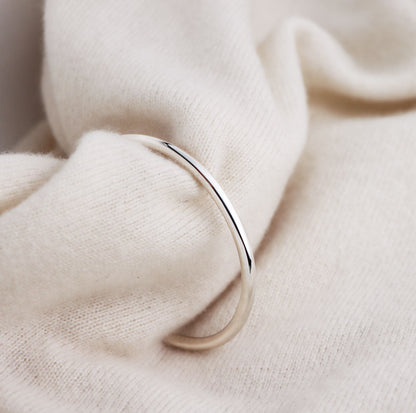 925 Sterling Silver Plain Round Cuff Bracelet, Silver 3