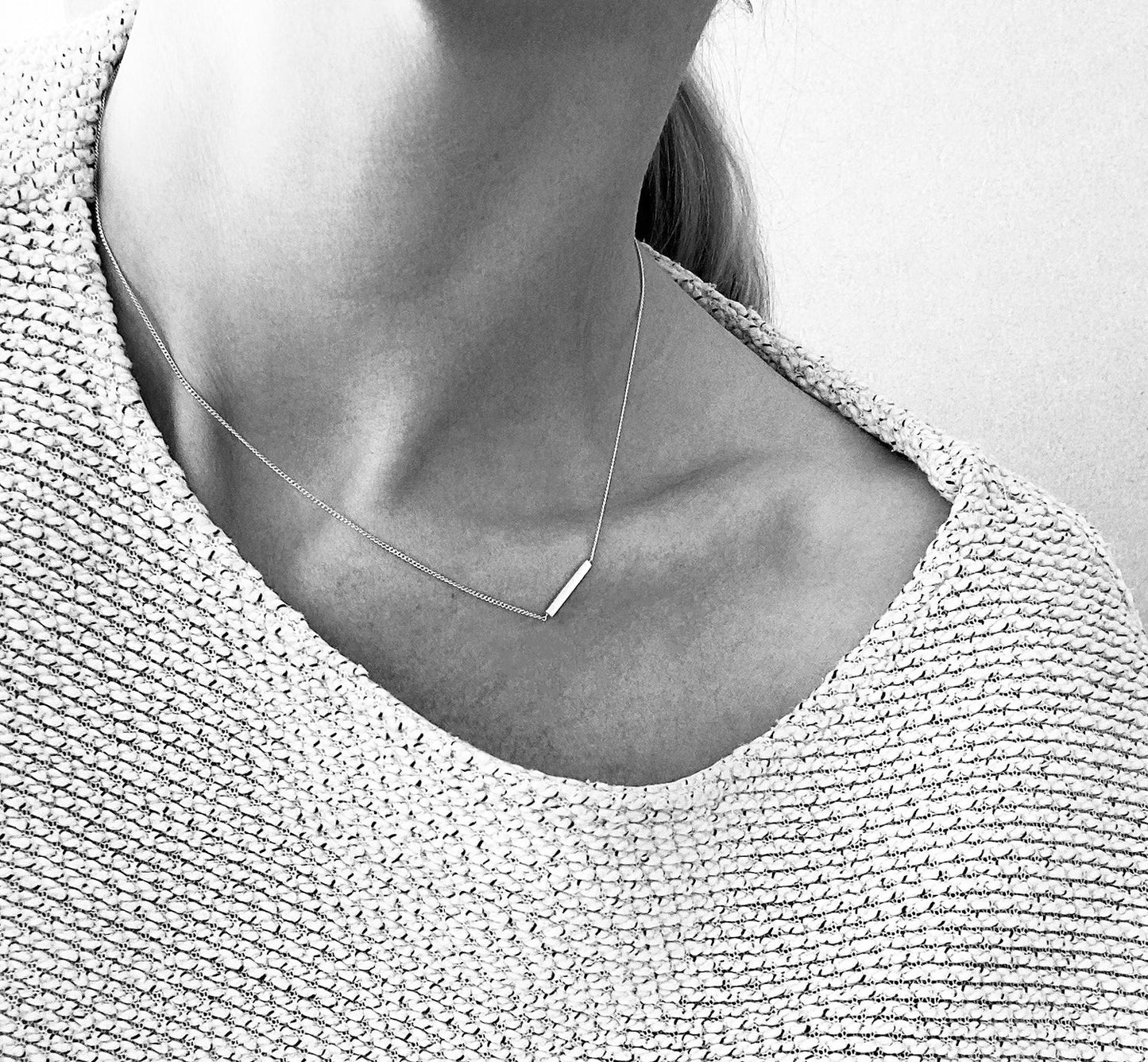 925 Sterling Silver Rod Mini Necklace Silver 1