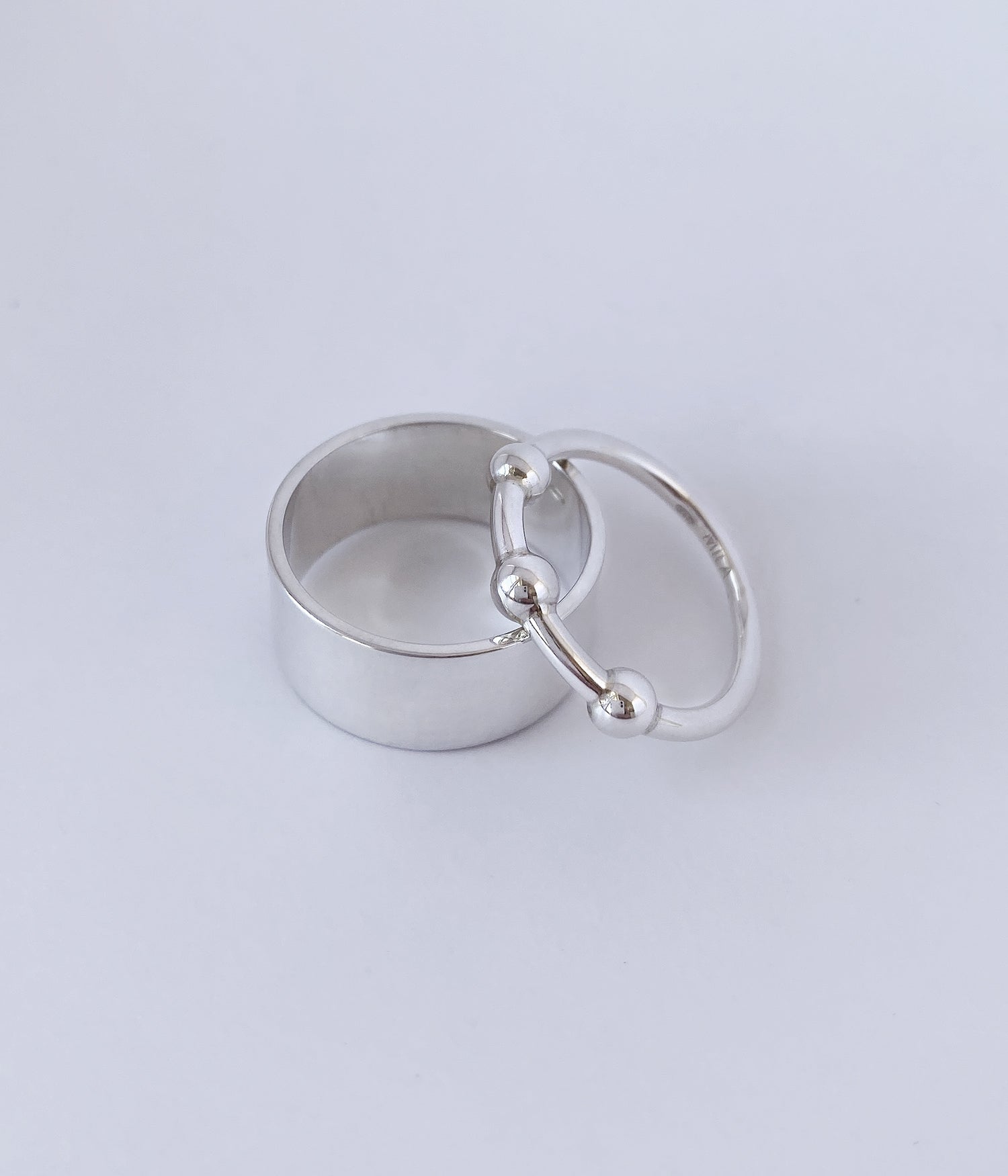 925 Sterling Silver Ring stack Plain ring + Jupiter ring 3