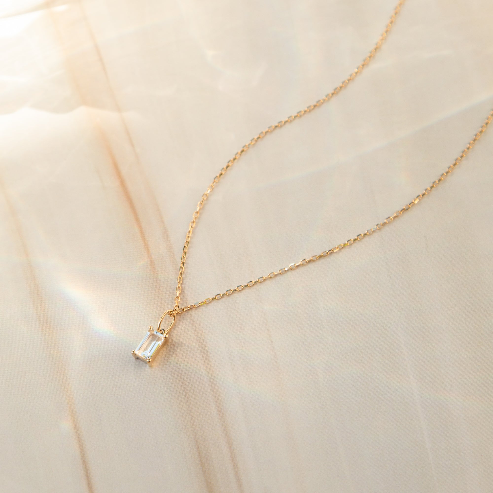 18 Inch White Topaz Baguette Necklace 3