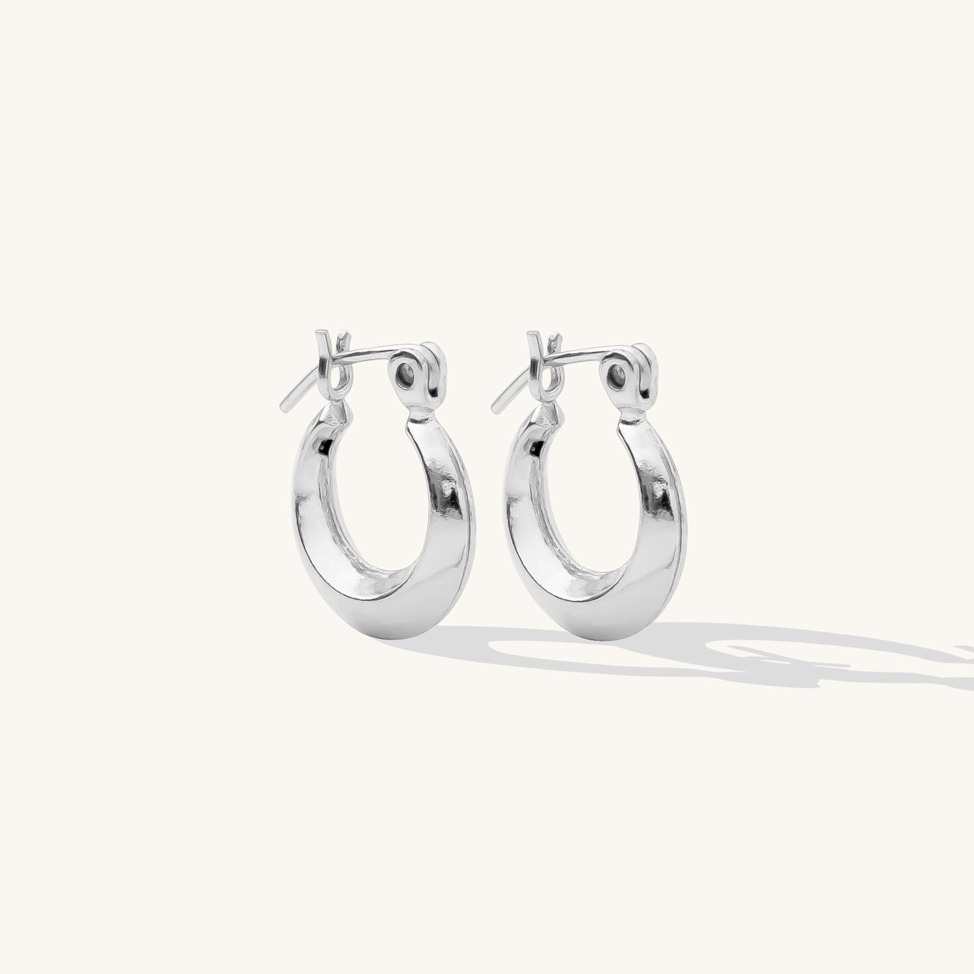 925 Sterling Silver Small Modern Hoop Earrings 10